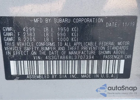 2020 Subaru Impreza 5-Door from USA, damaged, VIN 4S3GTAB68L3707394